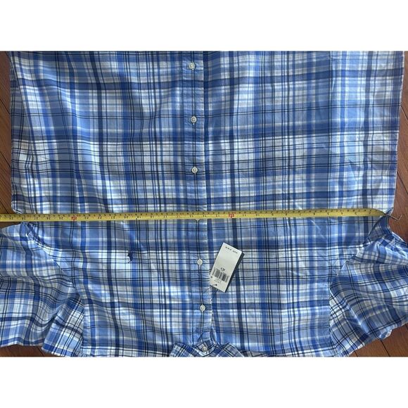 NWT Polo Ralph Lauren 2LT 2XL Tall Plaid Cotton LS Shirt Preppy Blue - Picture 6 of 6